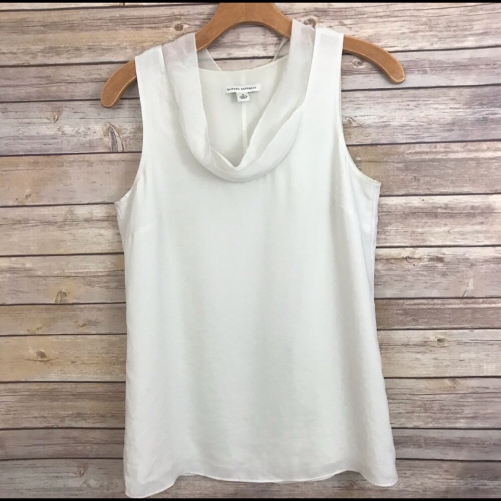 Banana Republic White Ruffle-Neck Blouse